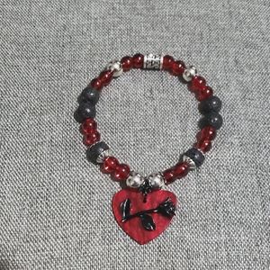 HALLOWEEN HEART ❤ &Black Rose Stretch Bracelet